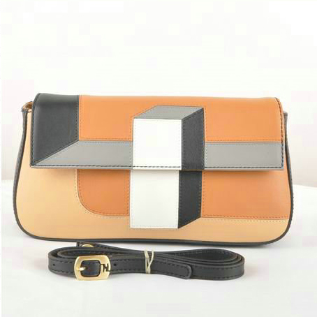 Fendi Multicolour Baguette Pouchette Clutch F2559 Camel