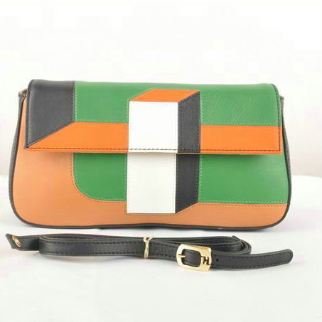 Fendi Multicolour Baguette Pouchette Clutch F2559 Green