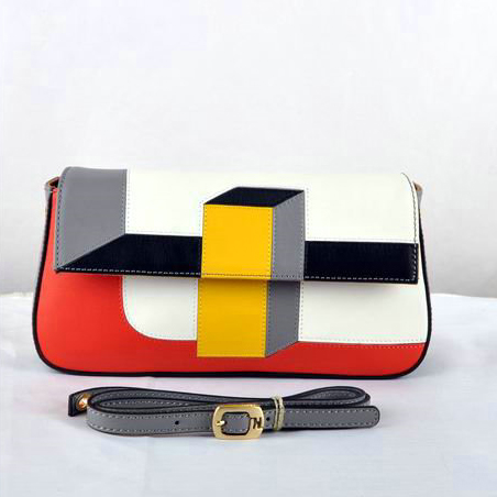 Fendi Multicolour Baguette Pouchette Clutch F2559 White