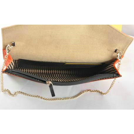 Fendi Pequin Large Canvas Clutch 8M0283 Orange