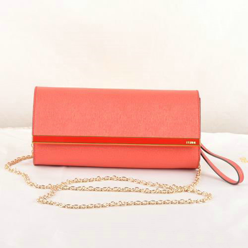 Fendi Pequin Rush Saffiano Pouchette Clutch F2558 Red