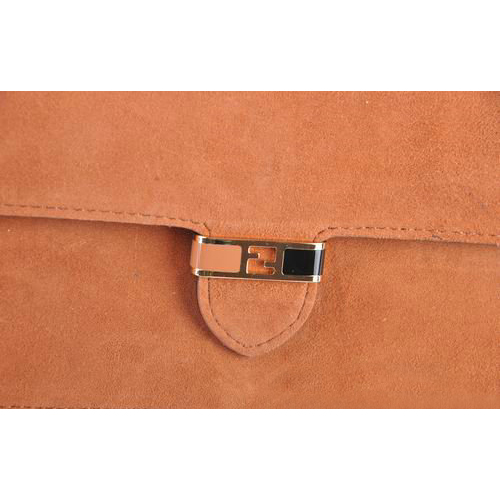 Fendi Toujour Gold Chain Clutch Suede 8M0291 Brown