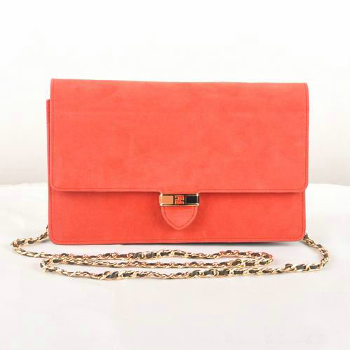 Fendi Toujour Gold Chain Clutch Suede 8M0291 Red