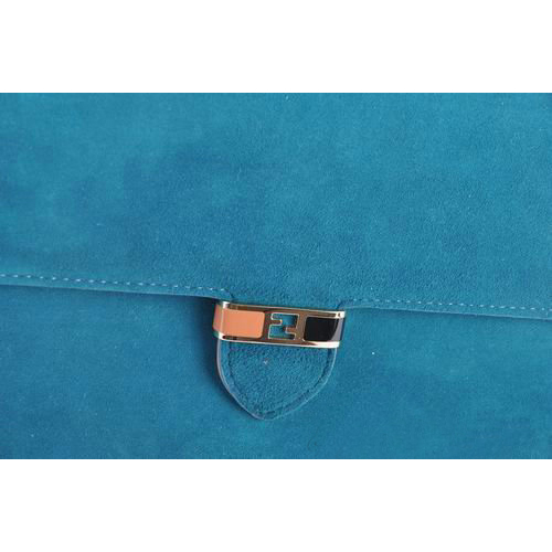Fendi Toujour Gold Chain Clutch Suede 8M0291 SkyBlue