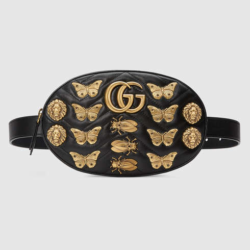 Gucci GG Marmont animal studs leather belt bag 491294 DTDNT 1000