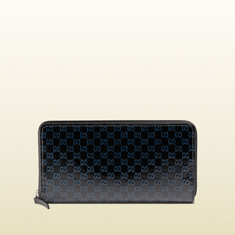 Gucci microguccissima patent leather zip around wallet