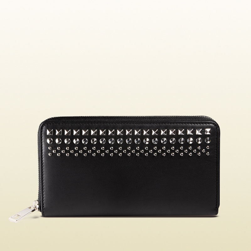Gucci studded leather zip around wallet 387456 AP0QN 1000