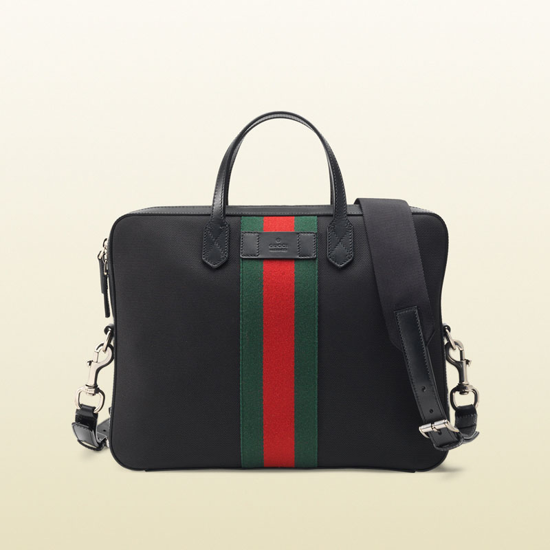Gucci web band canvas slim briefcase 387102 KWT7N 1060