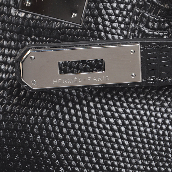 Hermes Birkin 30CM Tote Bags Black Lizard Leather Silver hardware