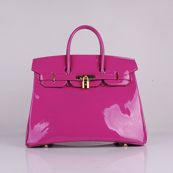 Hermes Birkin 35CM Tote Bag Peach Patent Leather H35 Gold hardware