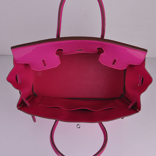 Hermes Birkin 35CM Tote Bag Peach Patent Leather H35 Silver hardware