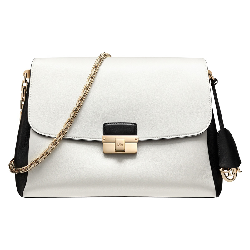 Latte and black leather Diorling bag