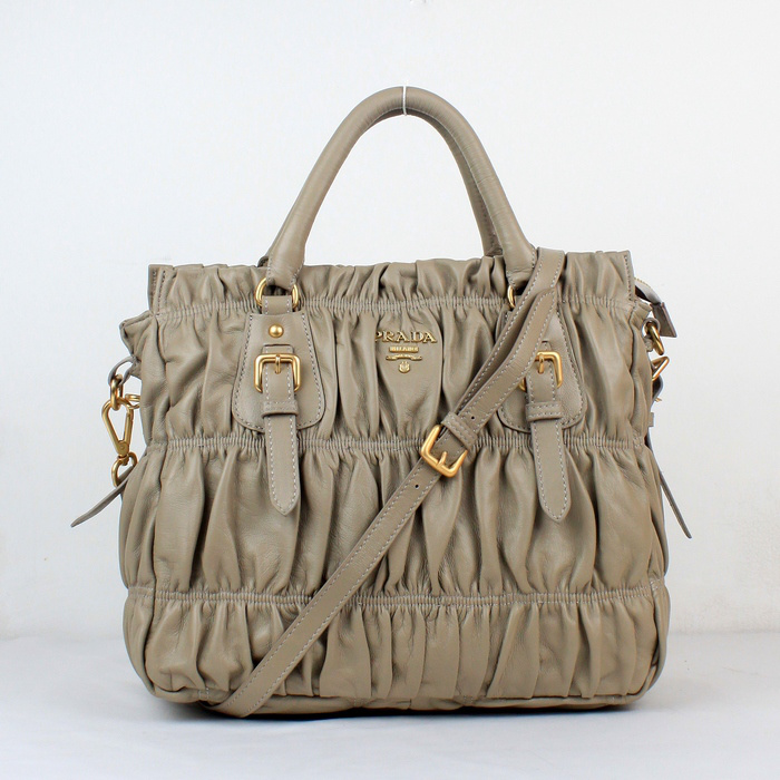 Prada Gaufre Fabric Top Handle Bag in Gray