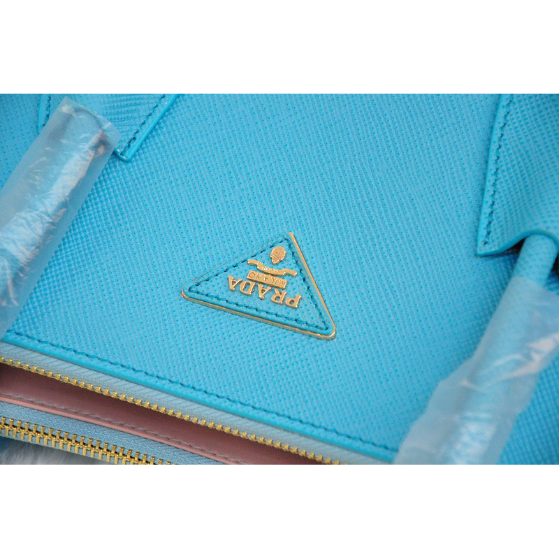 Prada Glace Calf Leather Tote Bag BN2619 in Lake blue
