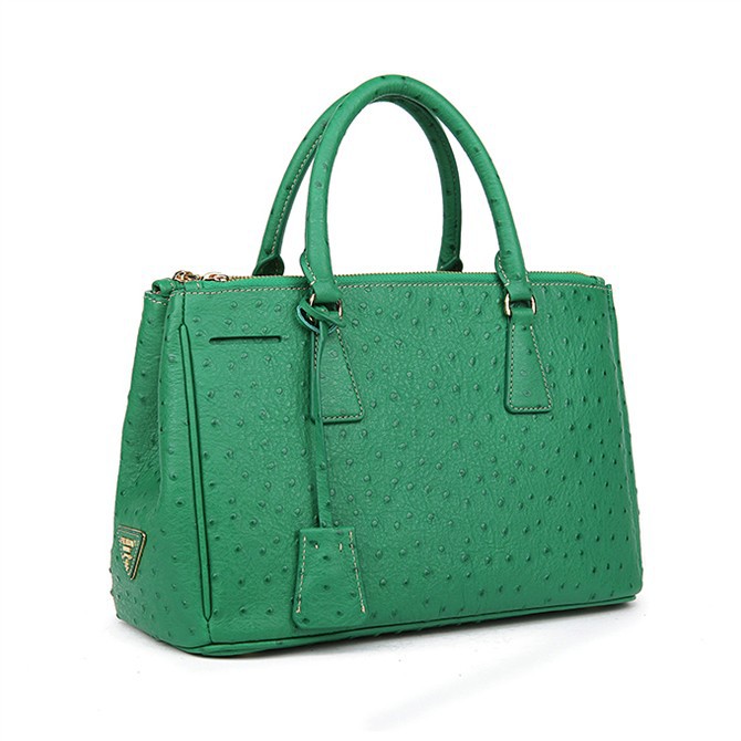 Prada Ostrich Leather Tote Bag 1801 in Grass Greet