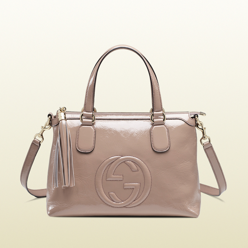 Soho soft patent leather top handle bag
