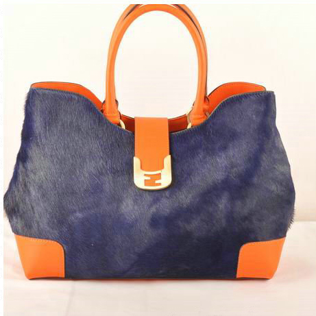Fendi 2jours Horsehair Tote Bag F2546 Blue