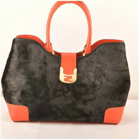 Fendi 2jours Horsehair Tote Bag F2546 Black