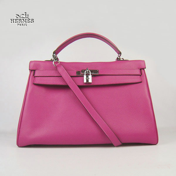 Hermes Kelly 35cm Togo Leather Bag Peachblow 6308 Silver Hardware