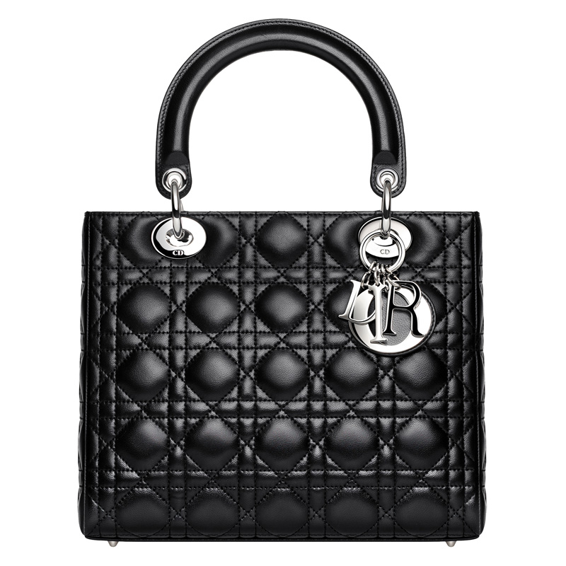 Lady Dior bag in black leather