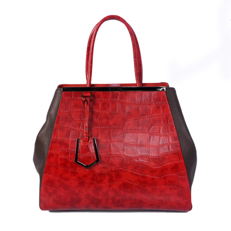 Fendi Fall Winter 2012 2Jours Red Original Croco Leather Tote Bag