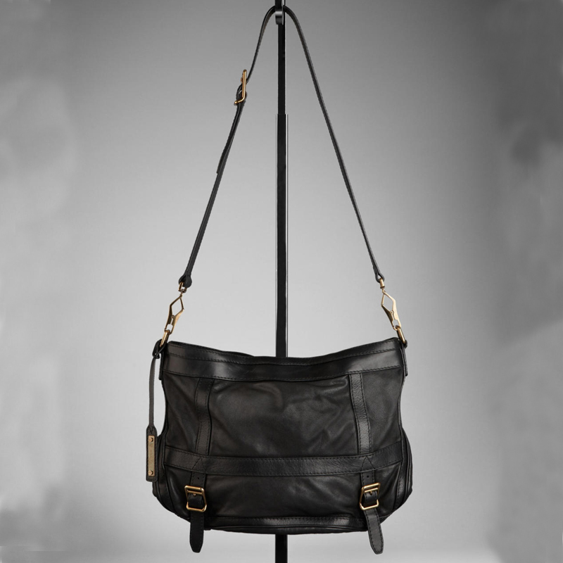 LARGE WASHED LEATHER CROSSBODY BAG