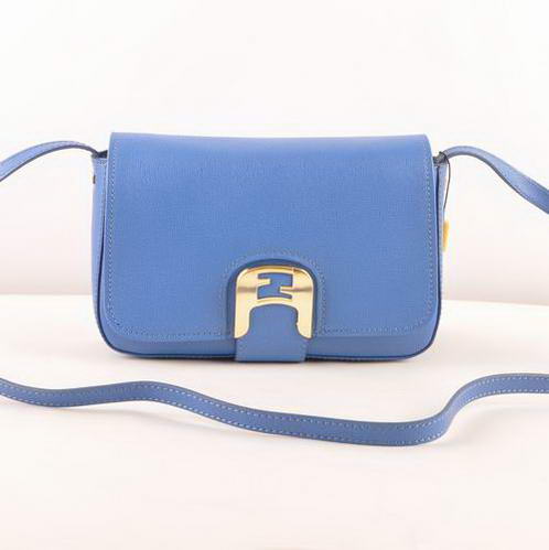 Fendi Chameleon Classic Saffiiano Leather Small Shoulder Bag 2541 Blue