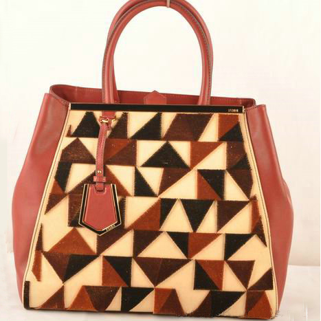 Fendi 2Jours Suede&Ferrari Leather Tote Bag F2552L Wine