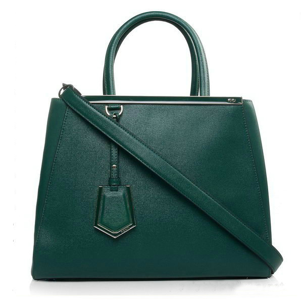 Fendi 2Jours Original Leather Tote Bag F2552M Dark Green