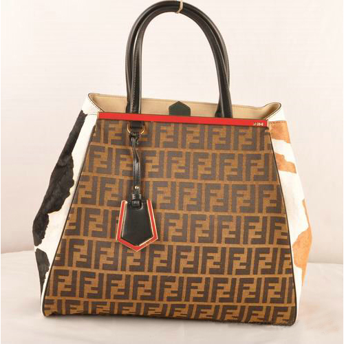 Fendi 2Jours Fabric&Horsehair Tote Bag F2552L Apricot