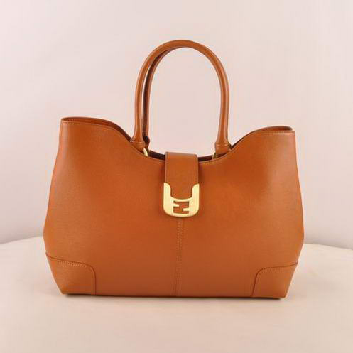 Fendi 2jours Saffiiano Leather Tote Bag 2546 Tan