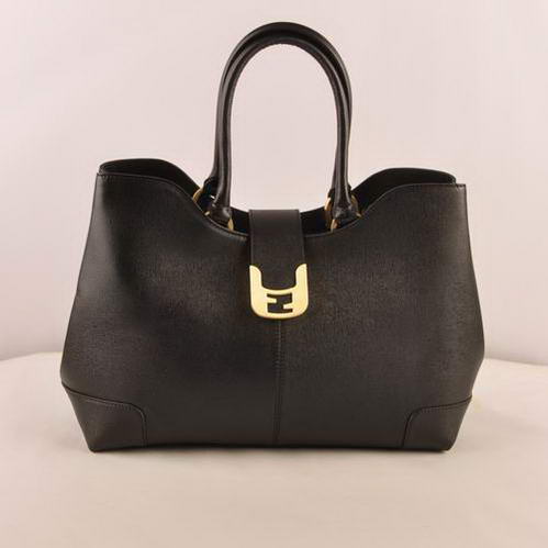 Fendi 2jours Saffiiano Leather Tote Bag 2546 Black