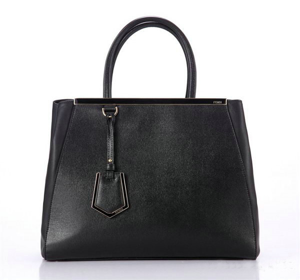 Fendi Fall Winter 2012 2Jours Black Original Leather Tote Bag F001