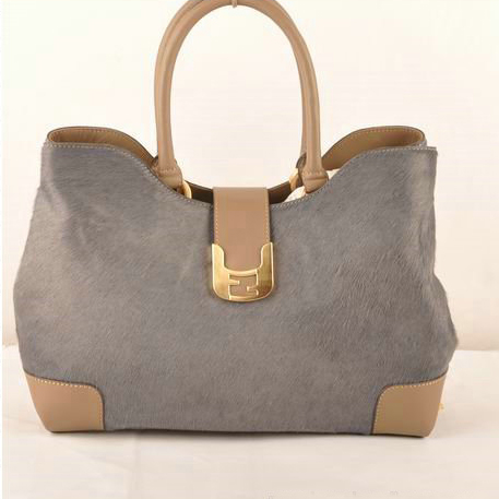 Fendi 2jours Horsehair Tote Bag F2546 Grey