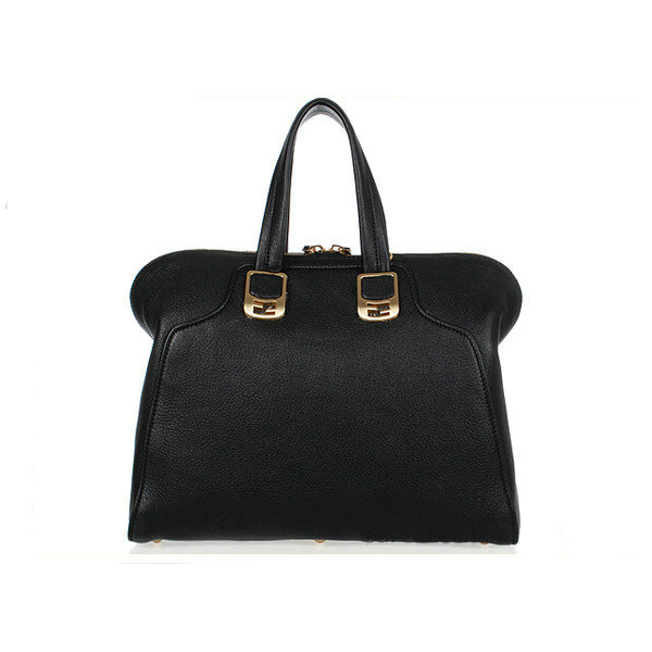 Fendi Large Chameleon Calfskin Top Zip Tote Bag F8812 Black