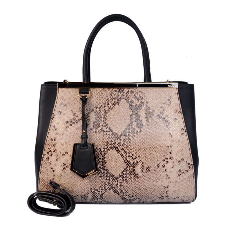 Fendi '2Jours' Snake stripes Leather shoulder and tote bag