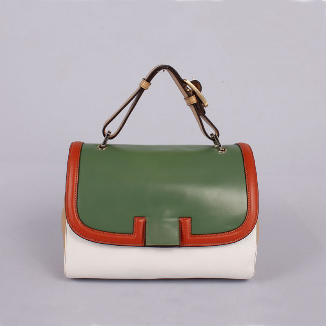 2012 new Fendi handbags Pillow bag FD9106 dark green with white