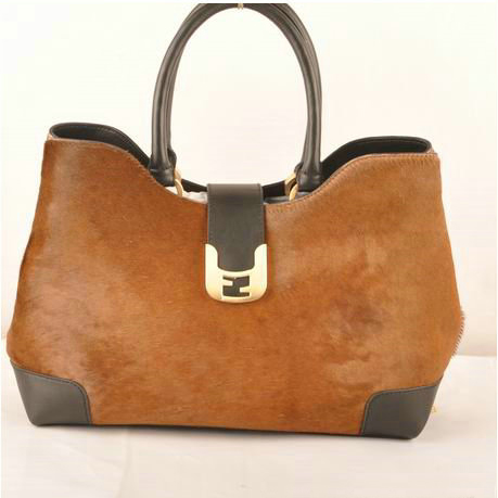 Fendi 2jours Horsehair Tote Bag F2546 Brown