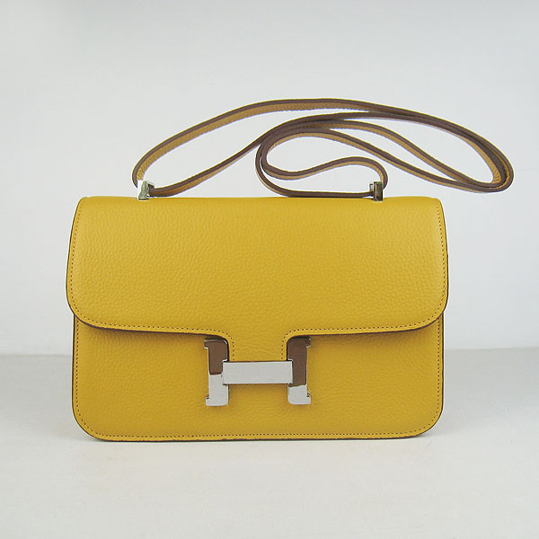 Hermes Constance Togo Leather Single Bag Yellow Silver Hardware H020