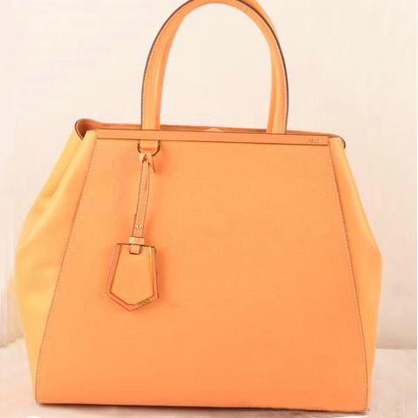 Fendi 2Jours Saffiiano&Ferrari Leather Tote Bag F2552L Light Orange