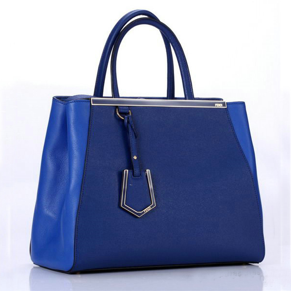 Fendi Fall Winter 2012 2Jours Blue Original Leather Tote Bag F001