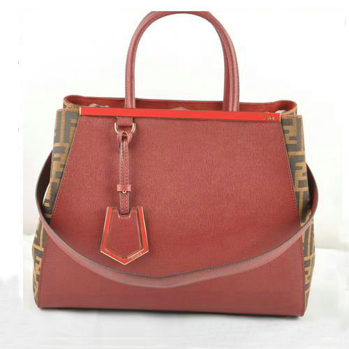 Fendi 2Jours Saffiiano Leather Fabric Tote Bag F2552M Wine