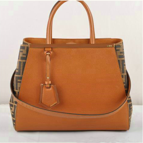 Fendi 2Jours Saffiiano Leather Fabric Tote Bag F2552M Tan