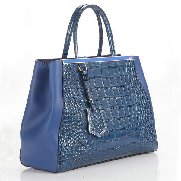 Fendi Fall Winter 2012 2Jours Original Croco Leather Tote Bag F001 Blue