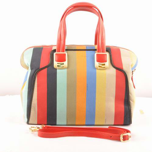 Fendi Fall Winter 2012 Pequin Tote Bag F2545 Red