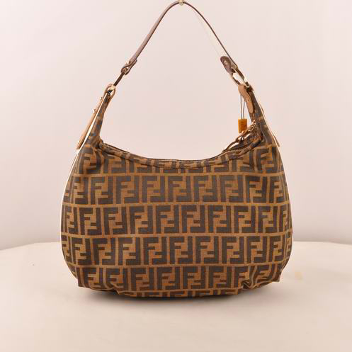 Fendi Classic FF Fabric Hobo Bag F7362 Brown