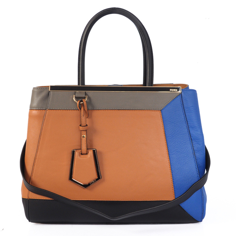 Fendi '2Jours Block' leather mixed colors handbags