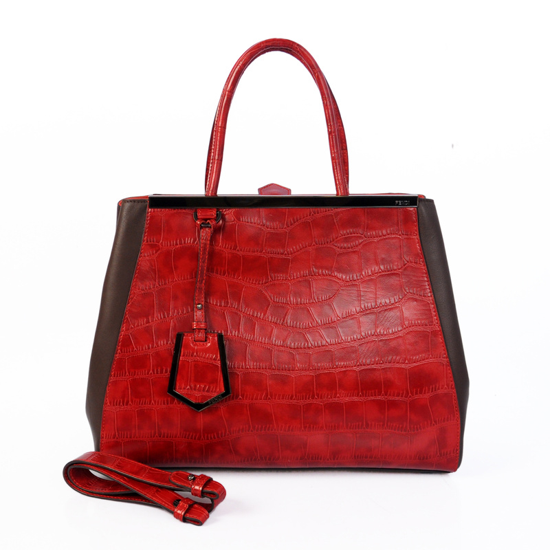 Fendi Fall Winter 2012 2Jours Red Original Croco Leather Tote Bag