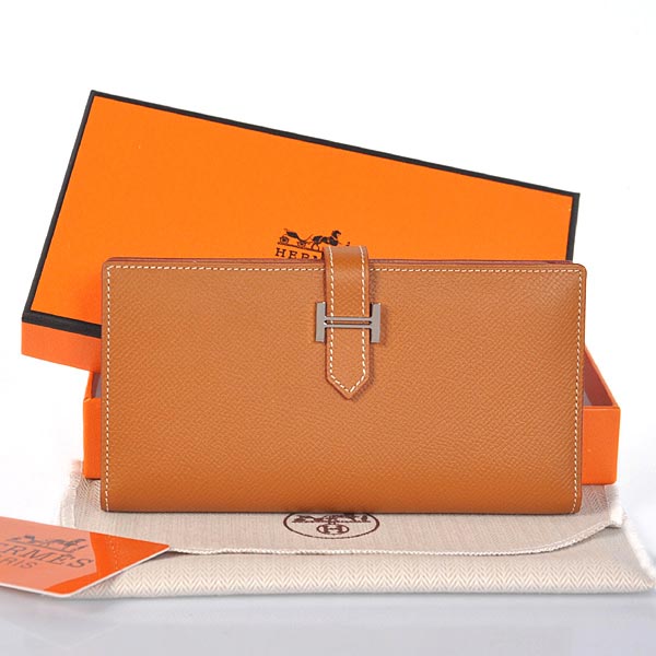 Hermes 2 flod original leather wallet in Camel