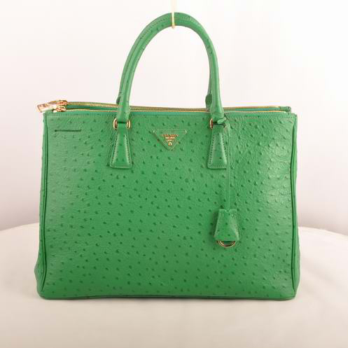 Prada Maxi Ostrich Leather Tote Bag Green